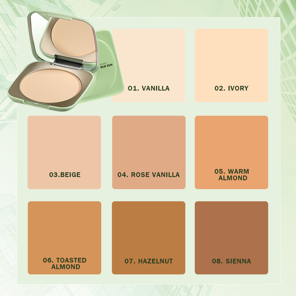 SHESHINE Polva Compacta Pudaier Silk Sun | Alta Cobertura, Control de Grasa 12H, Impermeable, 8 Tonos
