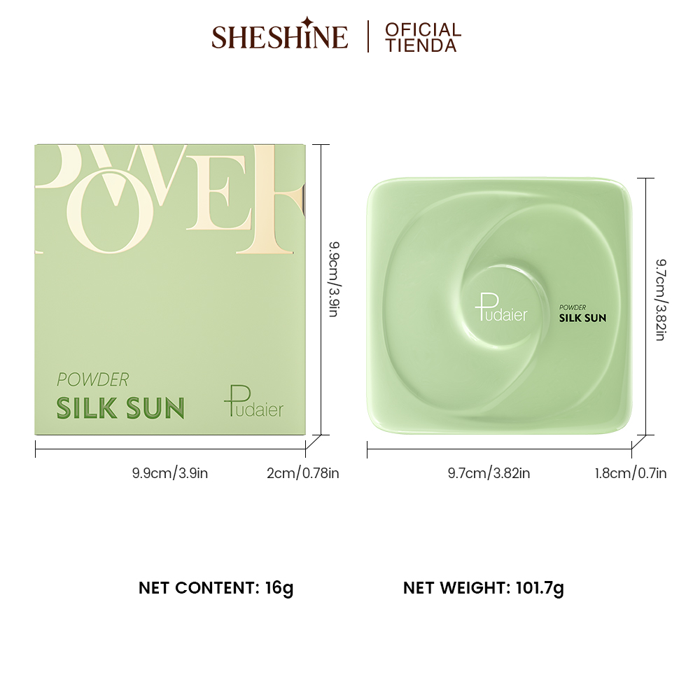 SHESHINE Polva Compacta Pudaier Silk Sun | Alta Cobertura, Control de Grasa 12H, Impermeable, 8 Tonos