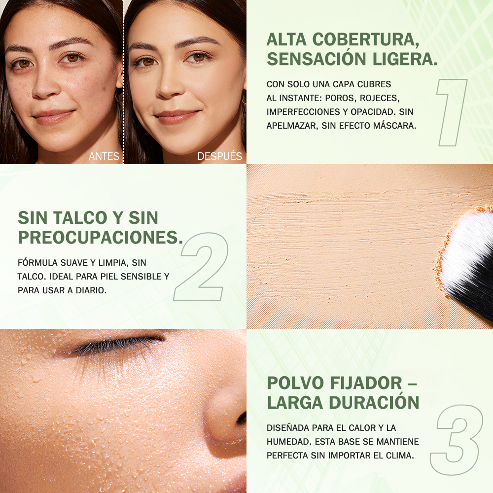 SHESHINE Polva Compacta Pudaier Silk Sun | Alta Cobertura, Control de Grasa 12H, Impermeable, 8 Tonos