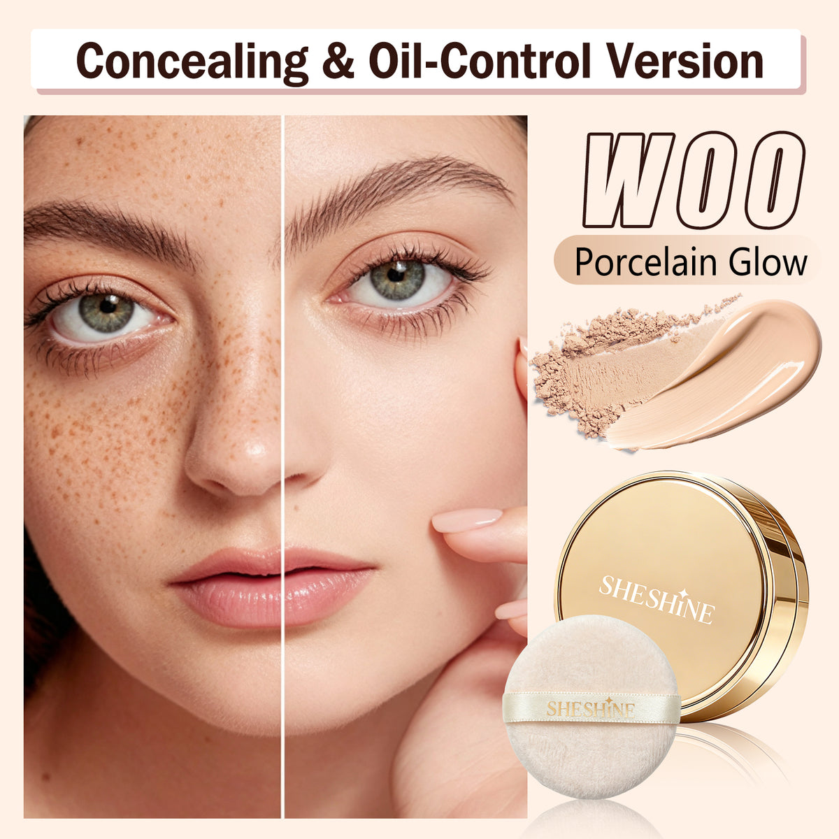 SHESHINE Cushion BB + Compact Powder 2‑in‑1