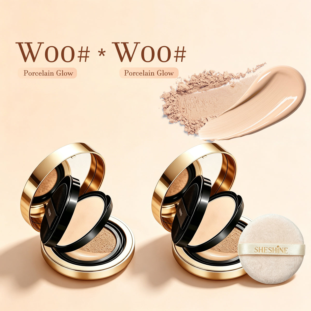 【2pcs】SHESHINE  2-in-1 Cushion & Powder